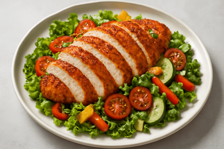 Piept de pui la grătar cu salată de legume proaspete