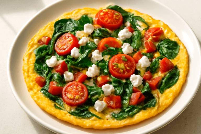 Omletă energizantă cu legume și brânză feta