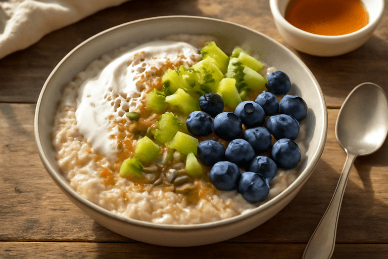 Bol Petit Déjeuner Protéiné aux Flocons d'Avoine et Fruits Frais