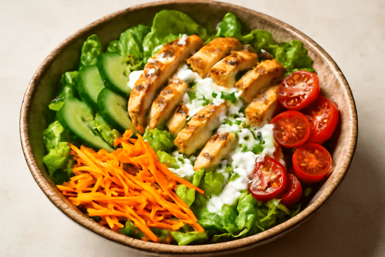 Salade de Poulet Croquante au Yaourt et Crudités