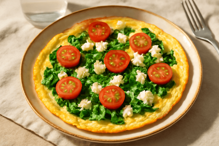 Proteinreiches Frühstücks-Omelett mit Spinat und Tomaten