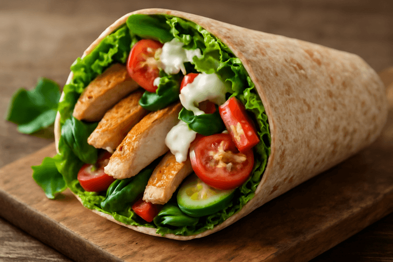 Leichter Hähnchen-Gemüse-Wrap