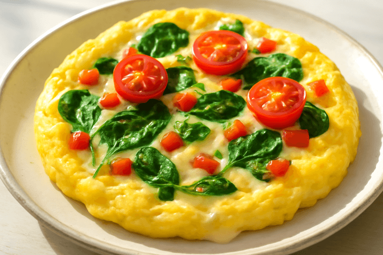 Omletă clasică cu legume și brânză degresată