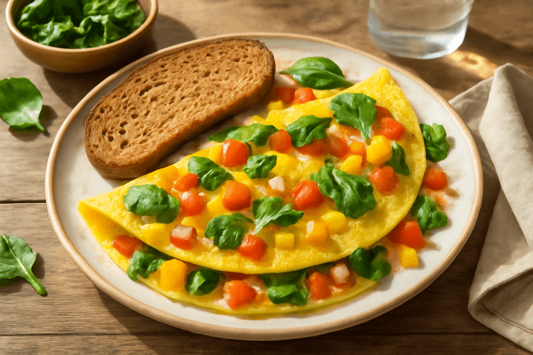 High-Protein Veggie Omelette with Toast