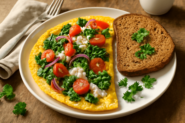 Omelete Clássica de Legumes com Torrada Integral