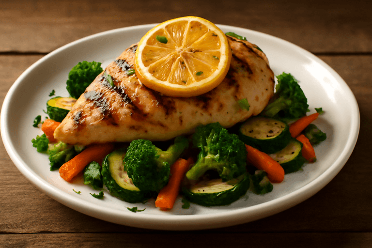 Filé de Frango ao Limão com Legumes Assados