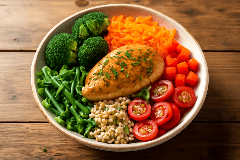 Leichter Hähnchen-Gemüse-Bowl