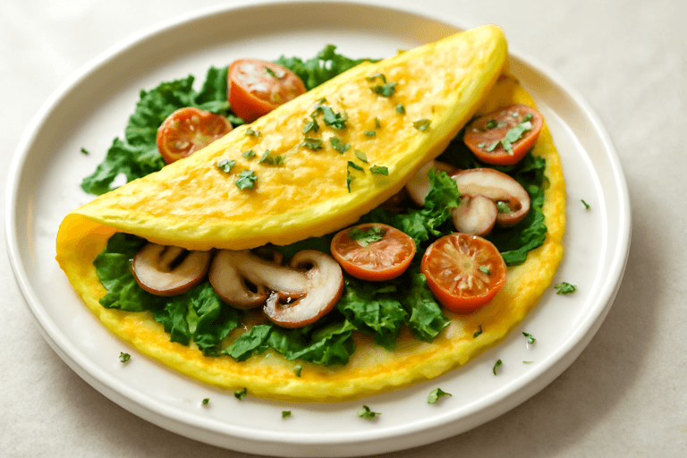 Omelette Santé aux Épinards et Champignons