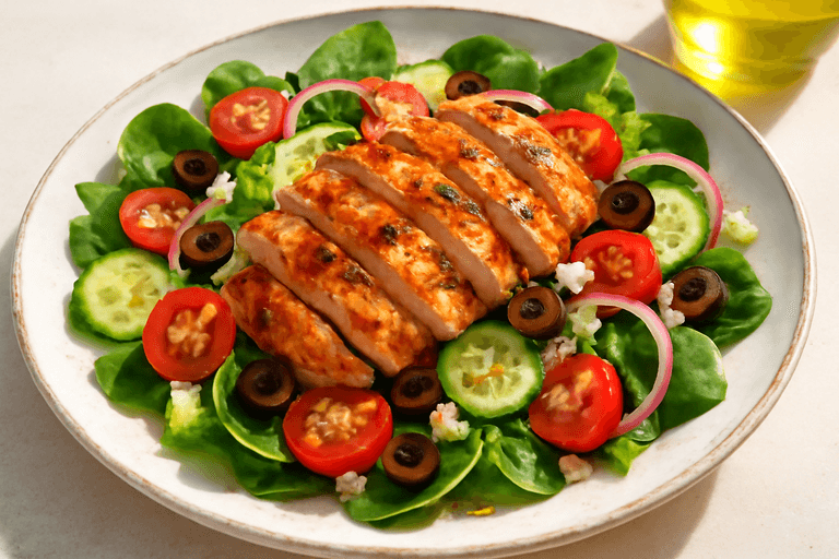 Ensalada Mediterránea de Pollo a la Parrilla