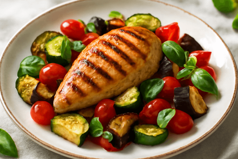 Poulet grillé aux légumes méditerranéens
