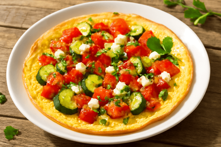 Mediterranes Omelett mit Gemüse und Feta