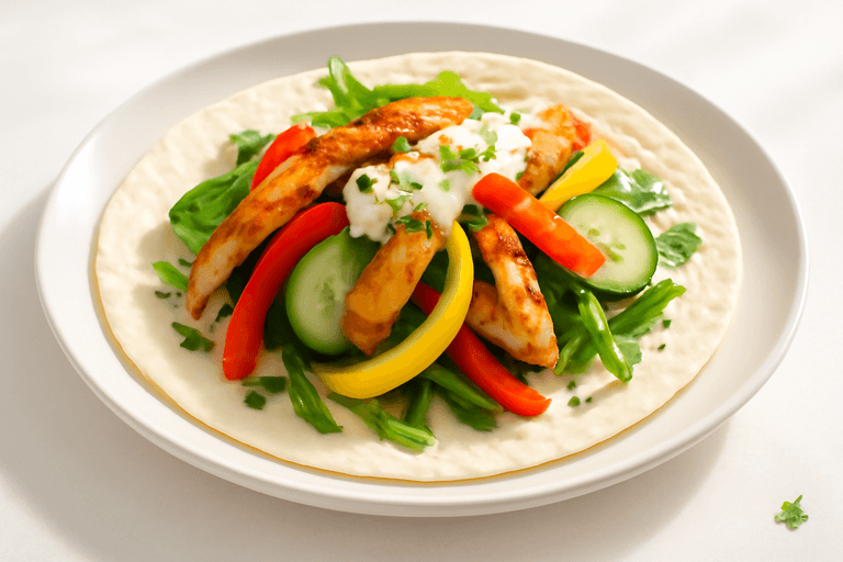 Leichter Hähnchen-Gemüse-Wrap