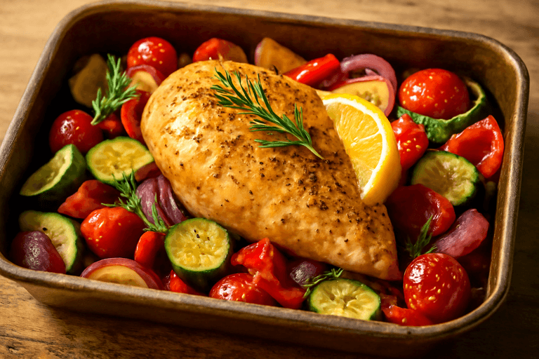 Pollo al Horno con Verduras Mediterráneas