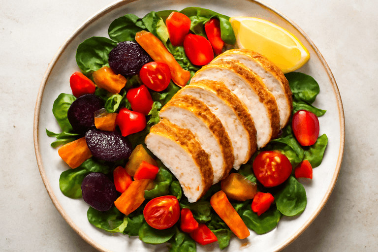 Proteinrik Kyllingsalat med Ovnsbakte Grønnsaker