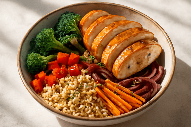 Leichter Hähnchen-Gemüse-Bowl