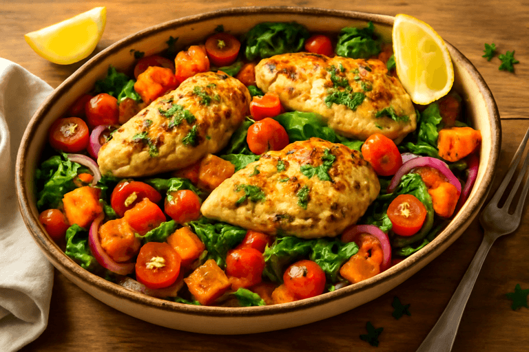 Kleurrijke Kippen-Groenteschotel