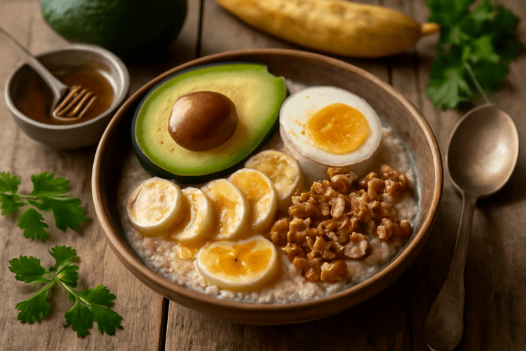 Power-Frühstücks-Bowl mit Hafer, Ei & Avocado