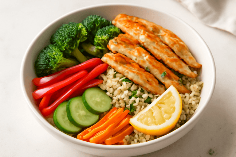 Leichtes Hähnchen-Gemüse-Bowl