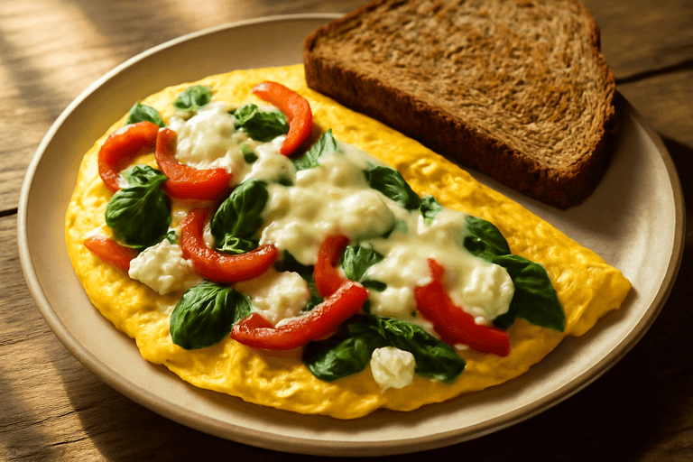 Omletă clasică cu legume și brânză ușoară