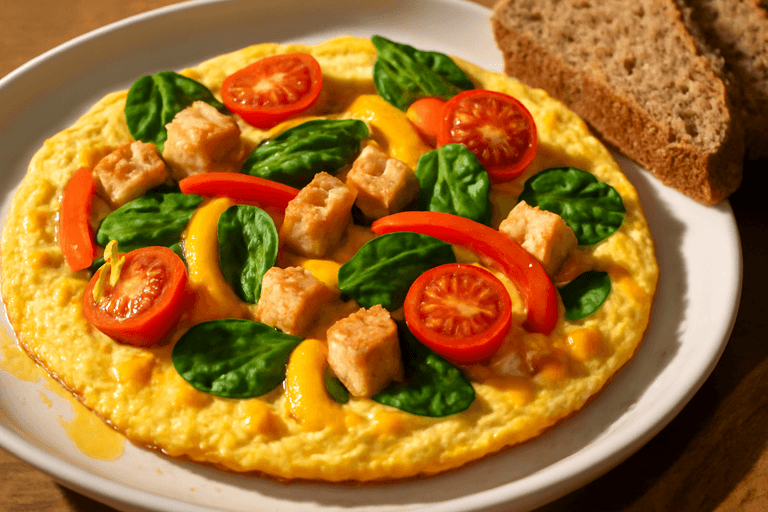 Энергетический омлет с индейкой и овощами