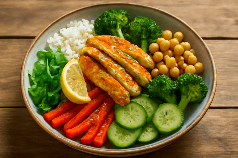 Leichter Hähnchen-Gemüse-Bowl