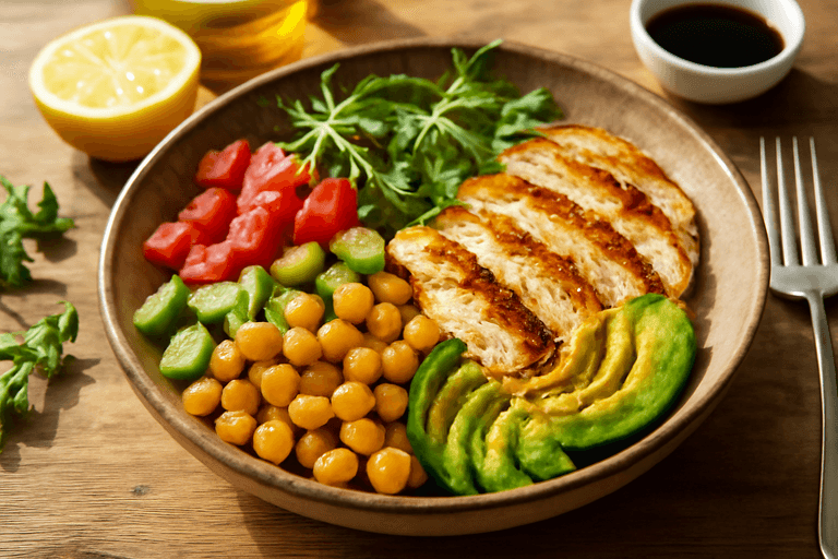 Yüksek Proteinli Tavuklu Akdeniz Salata