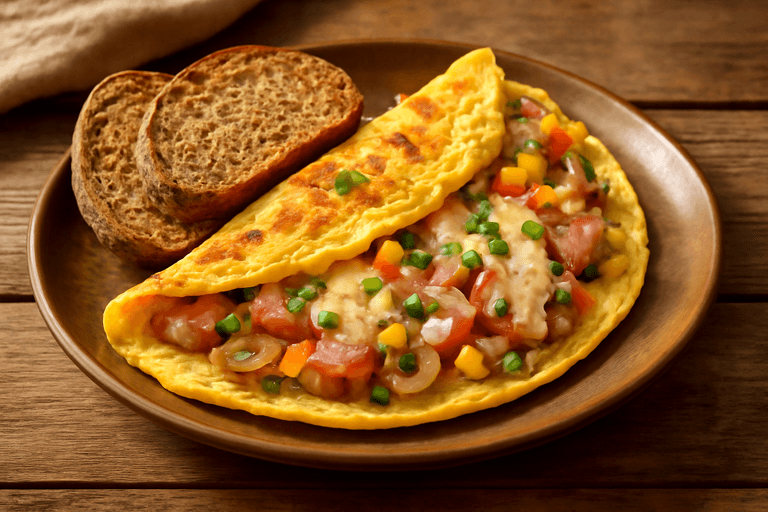 Proteinreiches Bauernomelett mit Vollkornbrot