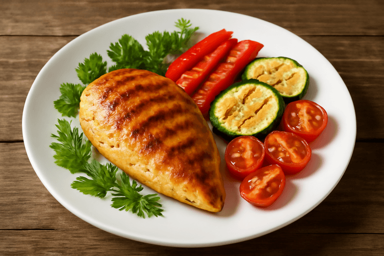 Куриная грудка с овощами на гриле