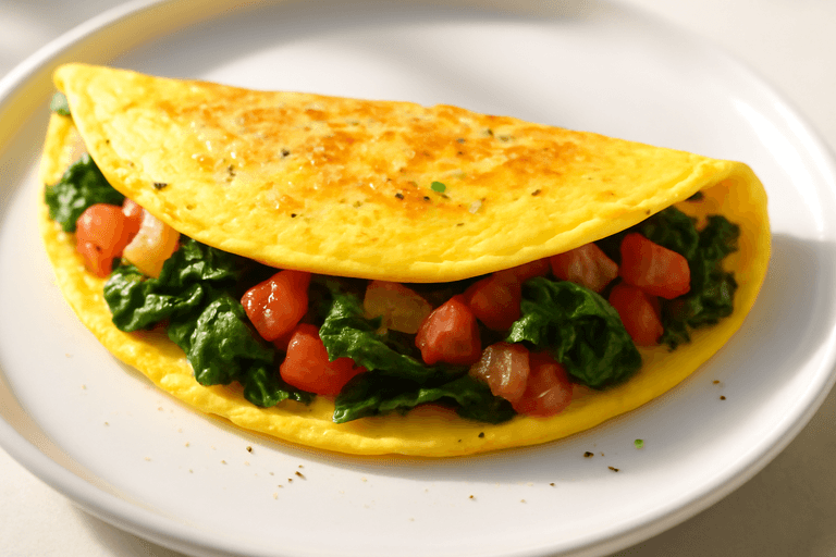 Omelette Clásica Saludable con Espinaca y Tomate