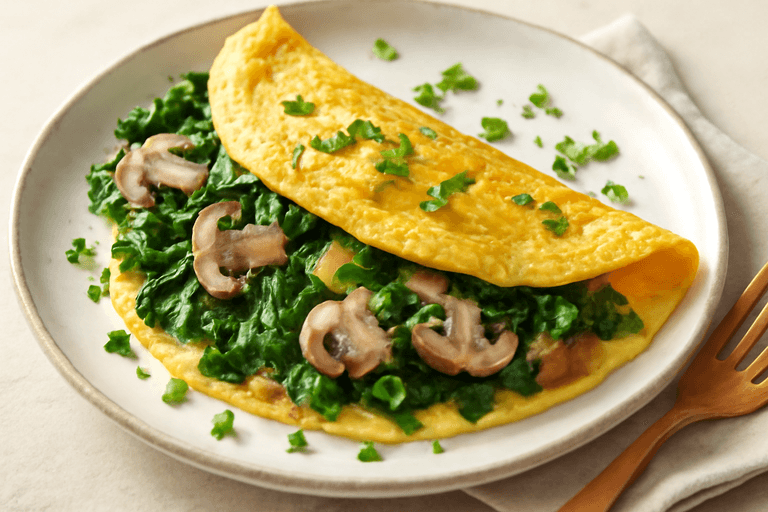 Tortilla de Espinacas y Champiñones Ligera