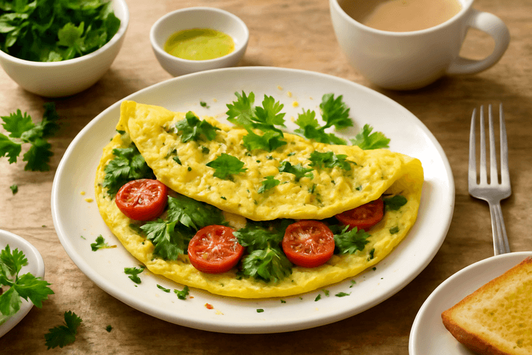 Omelette légère aux épinards et tomates