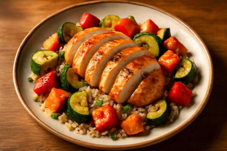 Poulet aux légumes rôtis & quinoa léger