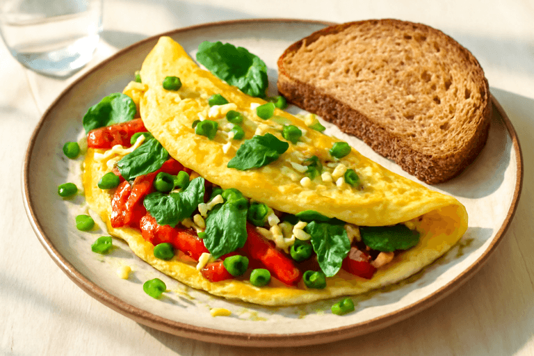 Omletă clasică cu legume și brânză slabă