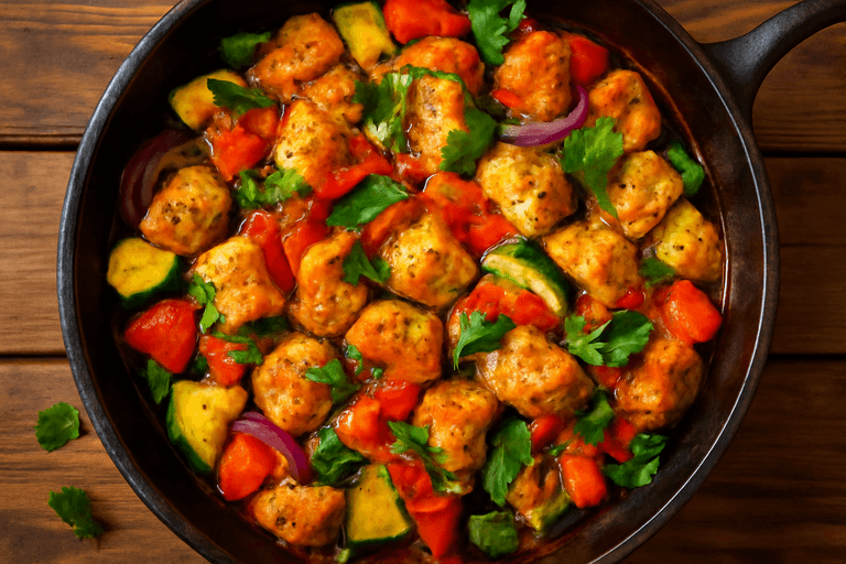 Куриное филе с овощами в пряном соусе