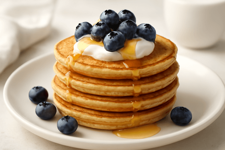 Proteinpannkakor med bär och grekisk yoghurt