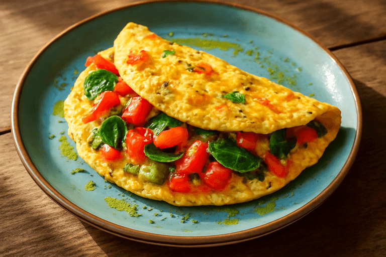 Desayuno Clásico Energizante: Omelette de Verduras y Avena