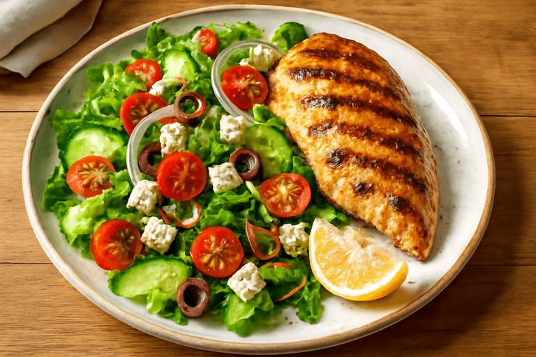 Pollo a la Plancha con Ensalada Mediterránea