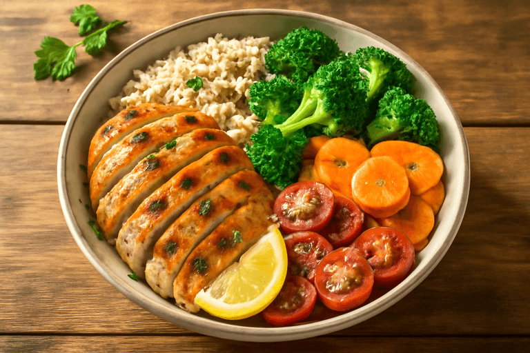 Leichter Hähnchen-Gemüse-Bowl