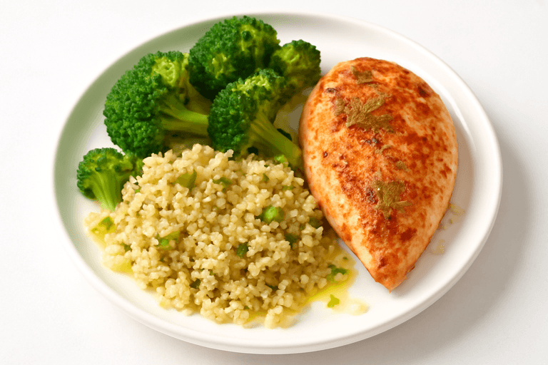 Куриное филе с брокколи и киноа