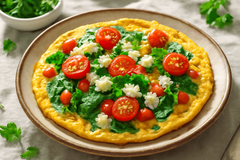 Omletă cu legume și brânză feta