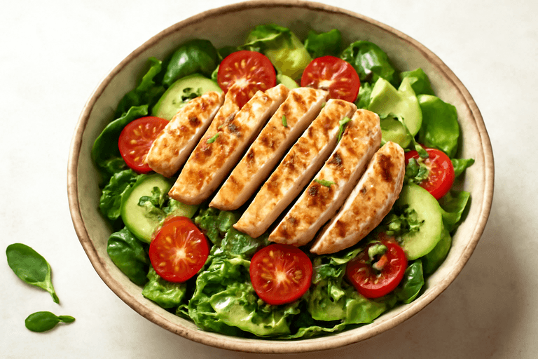 Salată clasică cu piept de pui la grătar și quinoa