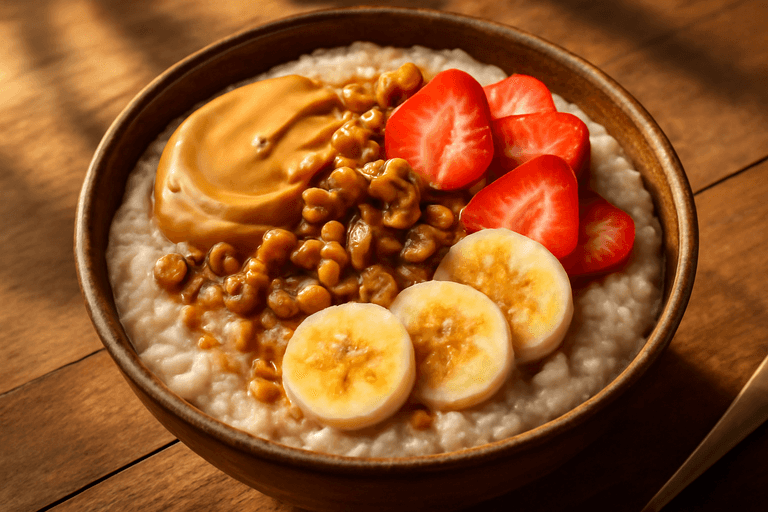 Białkowa Owsianka z Masłem Orzechowym i Słodkimi Owocami