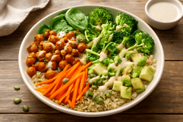 Veganer Protein-Buddha-Bowl