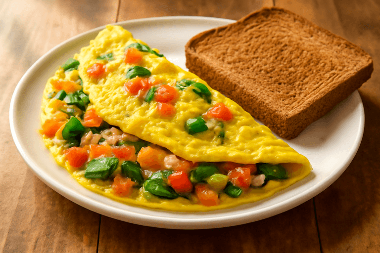 Energizing Veggie Omelette with Whole Wheat Toast