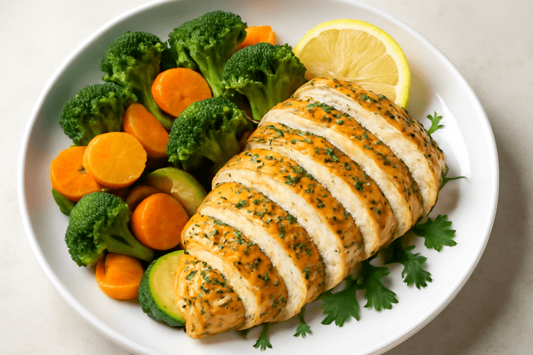 Herbed Lemon Chicken with Steamed Vegetables