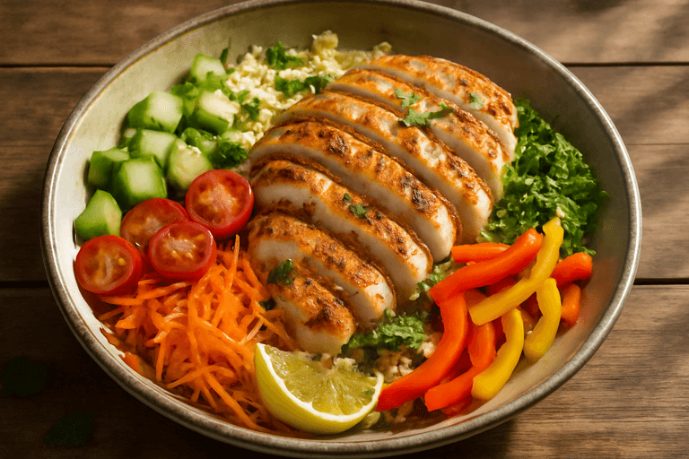 Grilled Chicken & Colorful Veggie Bowl