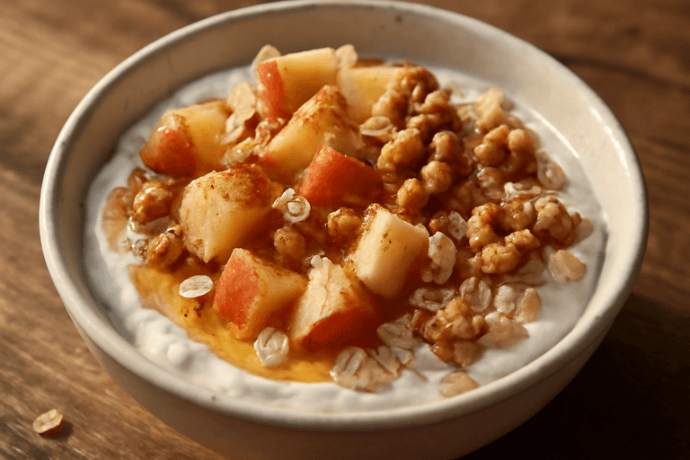 Leichter Frühstücks-Quark mit Apfel und Zimt