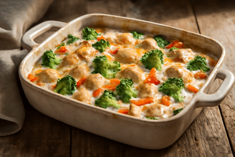 Leichter Hähnchen-Gemüse-Auflauf