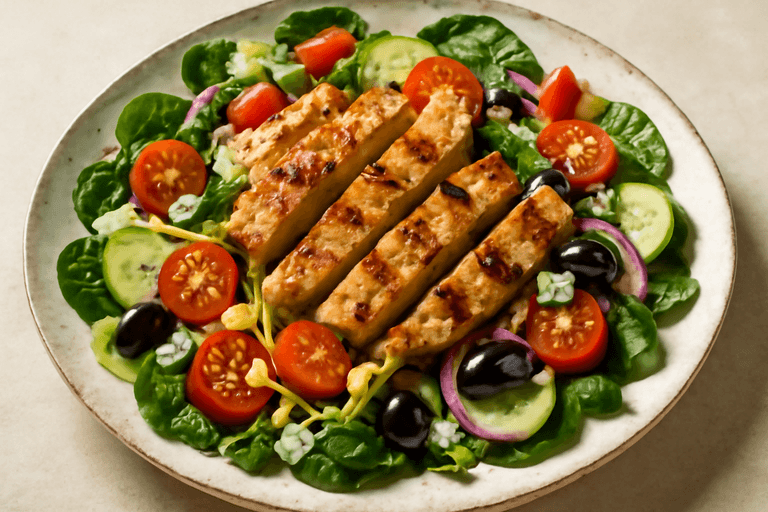 Ensalada de pollo mediterránea ligera