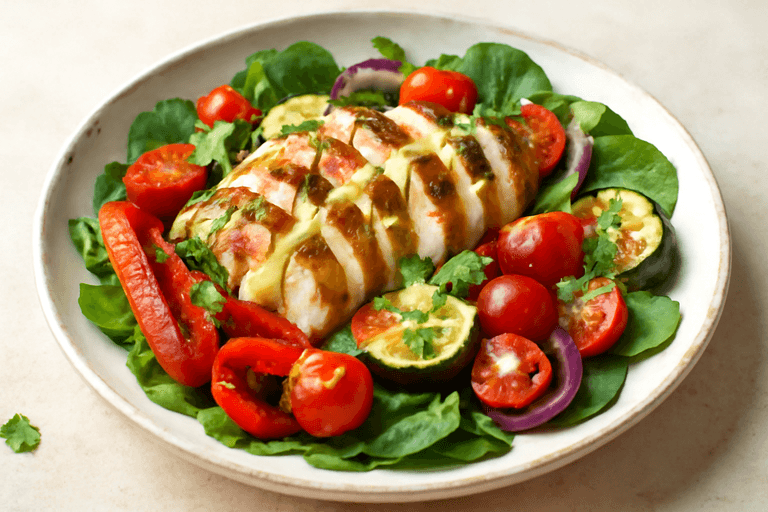 Gegrilde Kipsalade met Geroosterde Groenten